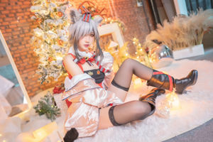[Foto de COSER de celebridad de Internet] Zhou Ji es un lindo conejito: orejas de bestia de seda negra de Navidad