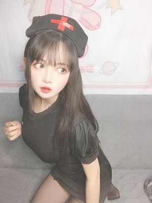 [COS Welfare] Big Eyed Cute Girl Black Cat OvO - Infirmière Meow
